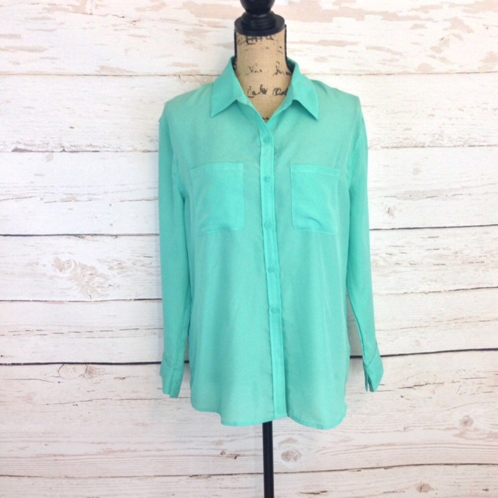 Teal button down